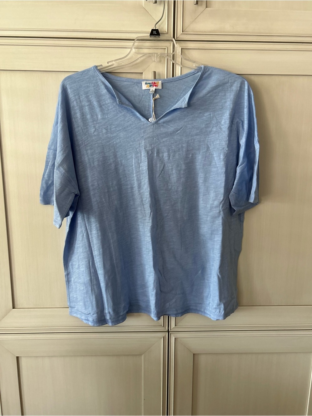 Women's Light Blue Short Sleeve V-Notch Tee